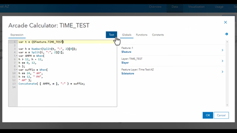 Thumbnail for Convert the 24-hr Time Format  String Value to the 12-hr Format in Portal for ArcGIS and ArcGIS Online Map Viewer